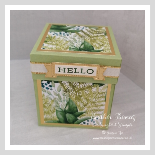 exploding candle box using the Forever Greenery Designer Series Paper