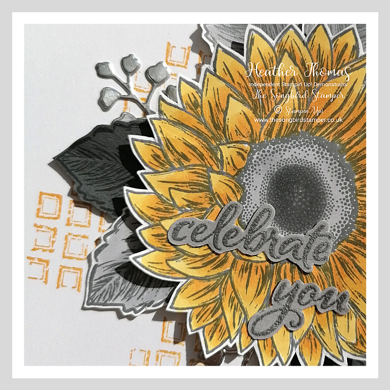 Close up of my handmade Celebrate sunflowers Card