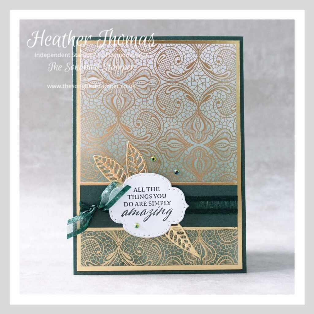 How to make cards for men. A dark green and gold handmade card