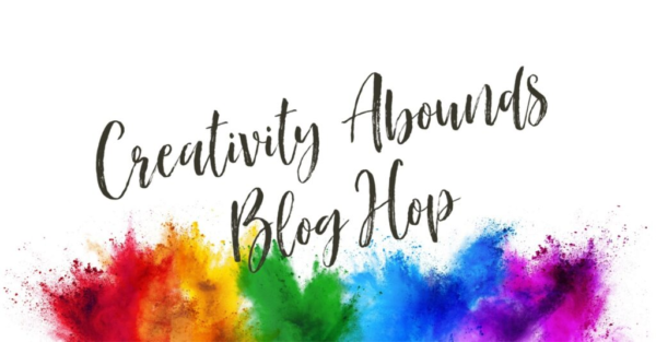 Creativity Abounds blog hop banner with rainbow colours