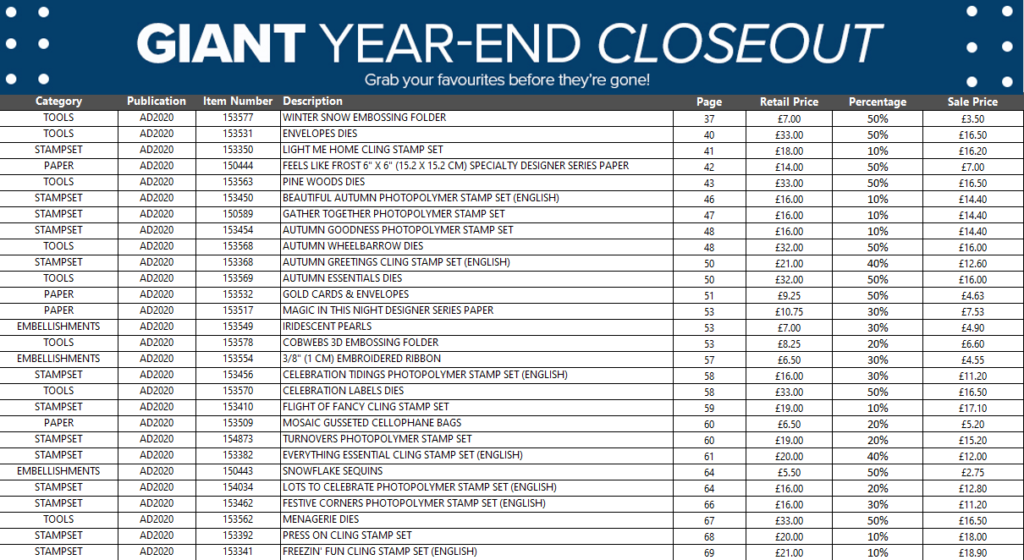 Giant Year End Closeout Sale details