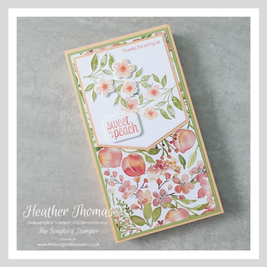 An easel box card using the sweet as a peach bundle from Stampin' Up!