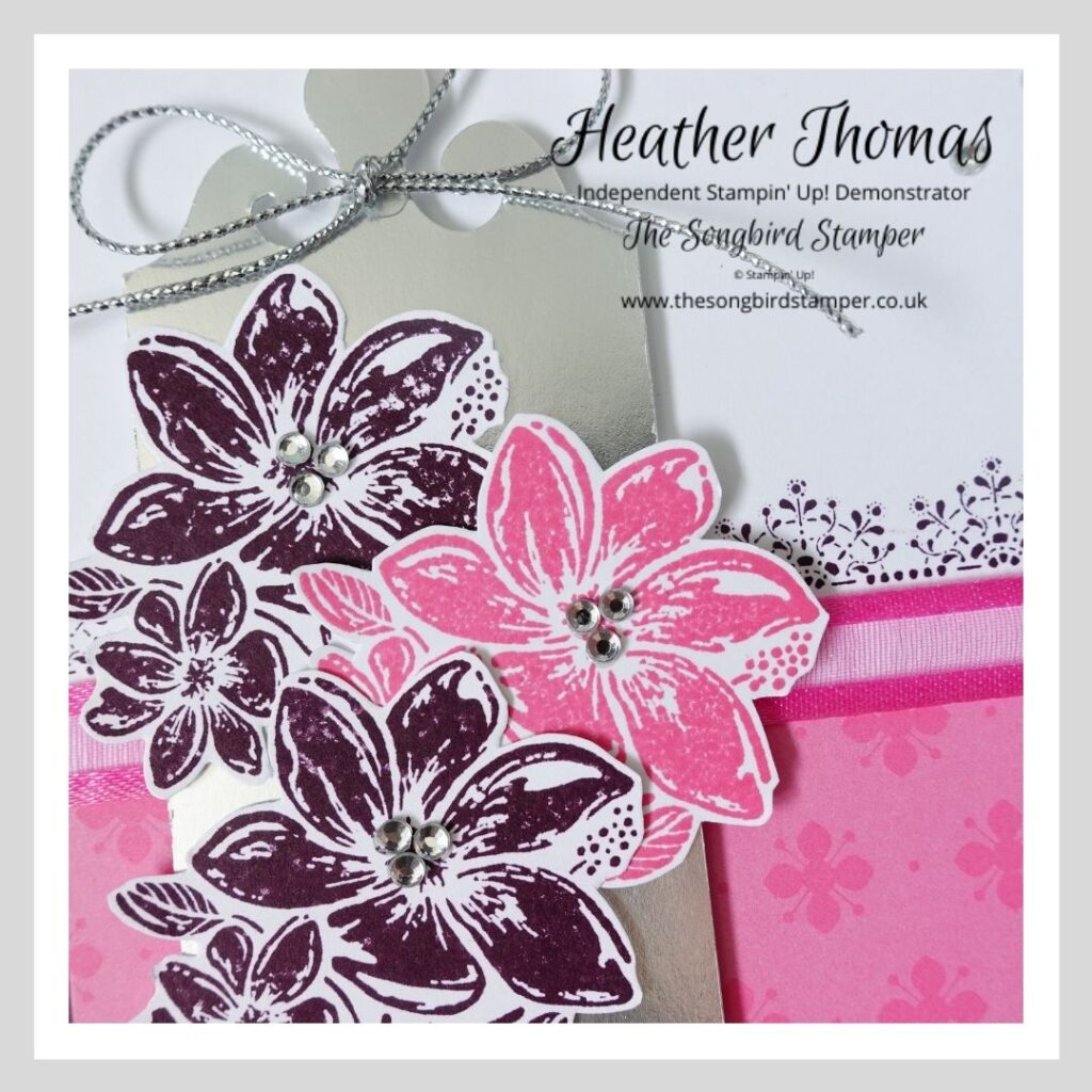 A simply elegant handmade card, in pinks and purples, using Stampin' Up! products
