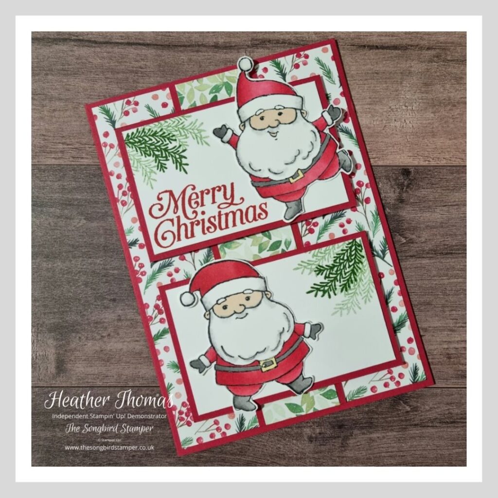 A handmade card made for a cardmaking sketch challenge using the Be Jolly stamp set from Stampin' Up!