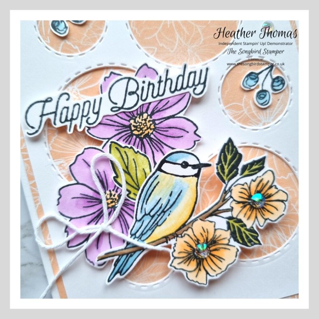A beautiful handmade card with flowers and a bird made for the Tech 4 Stampers Blog Hop