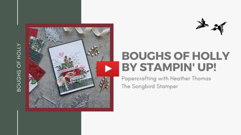 A YouTube thumbnail with a picture of a Christmas Card. The video details how to step up a simple card