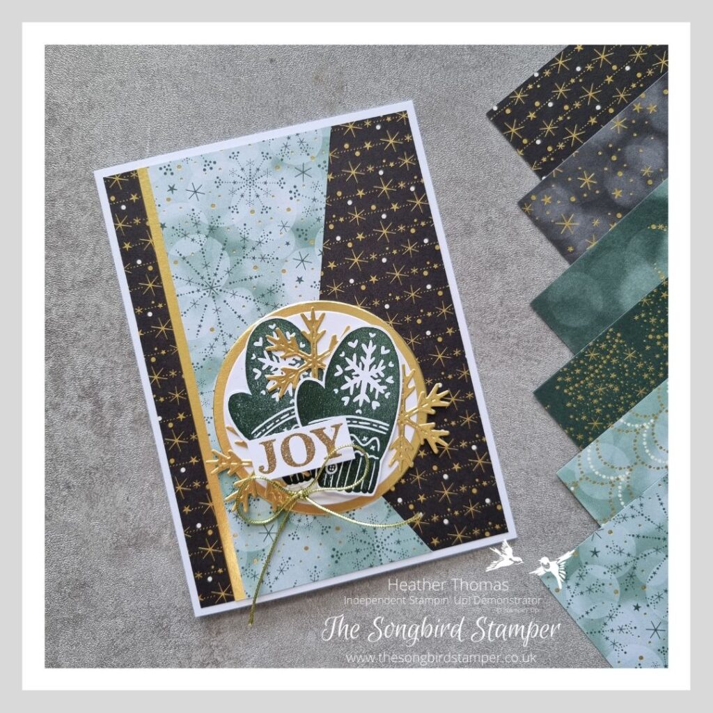 A Masculine Christmas card using the green and black papers from the Lights Aglow DSP from Stampin' Up!
