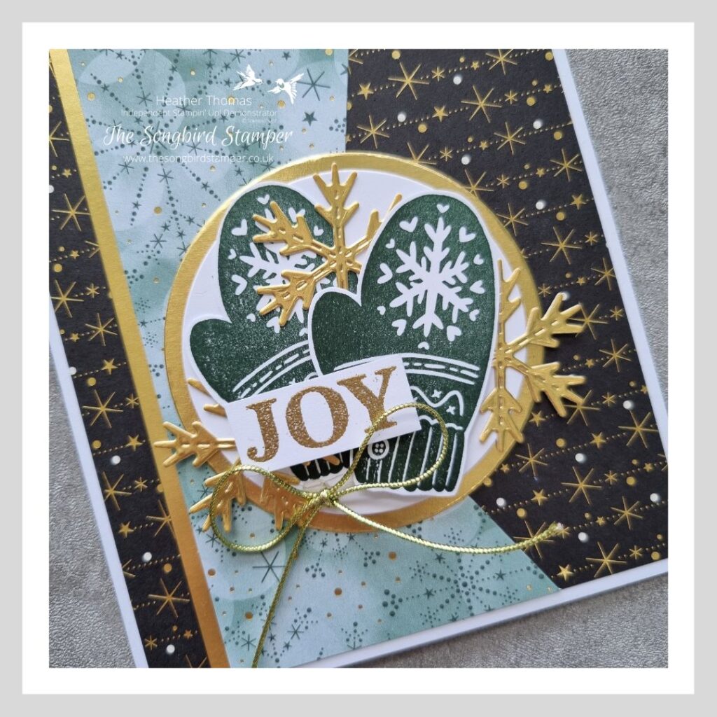 A Masculine Christmas card using the green and black papers from the Lights Aglow DSP from Stampin' Up!