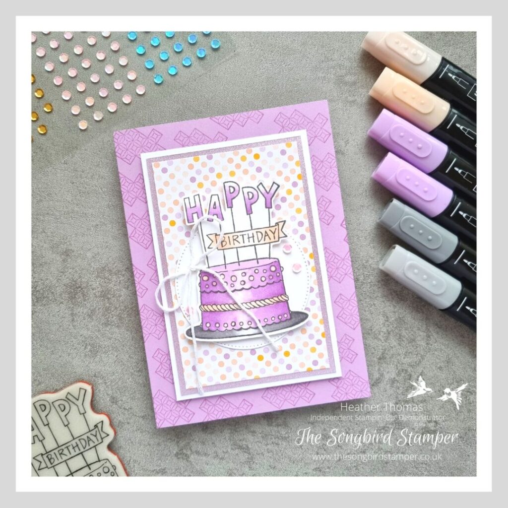 A handmade birthday card using Stampin' Blends and a gorgeous image of a birthday cake. 