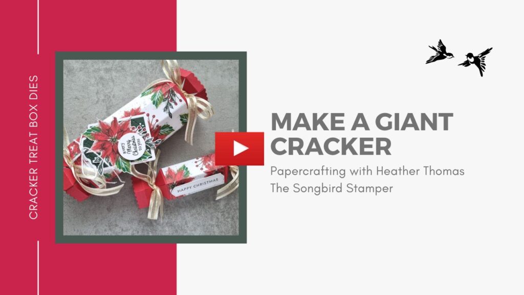 A YouTube thumbnail with the words 'How to make a giant cracker' and a picture of a standard and giant cracker in red and green