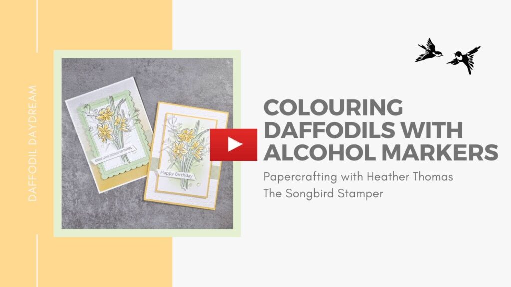 A YouTube thumbnail showing how to colour daffodils with stampin' blends