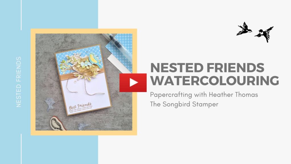 A YouTube thumbnail with a picture of a Spring Themed Card using the Nested Friends stamp set from Stampin' Up!